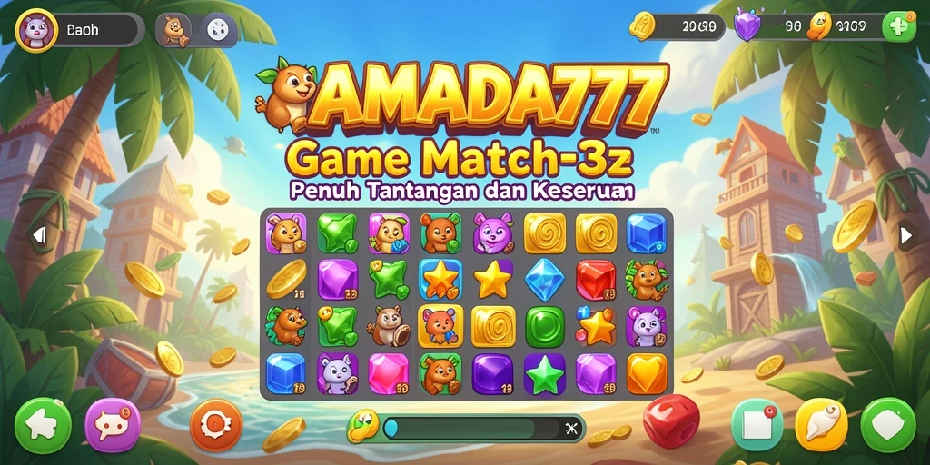 Screenshot gameplay ARMADA777 yang menampilkan tantangan Match-3 yang seru.
