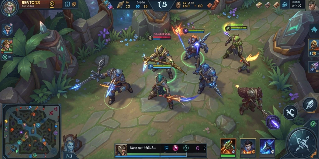 Screenshot BENTO123 menampilkan aksi seru dalam permainan MOBA.