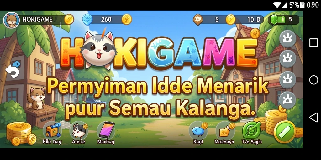 Tangkapan layar HOKIGAME menunjukkan gameplay yang santai dan menyenangkan.