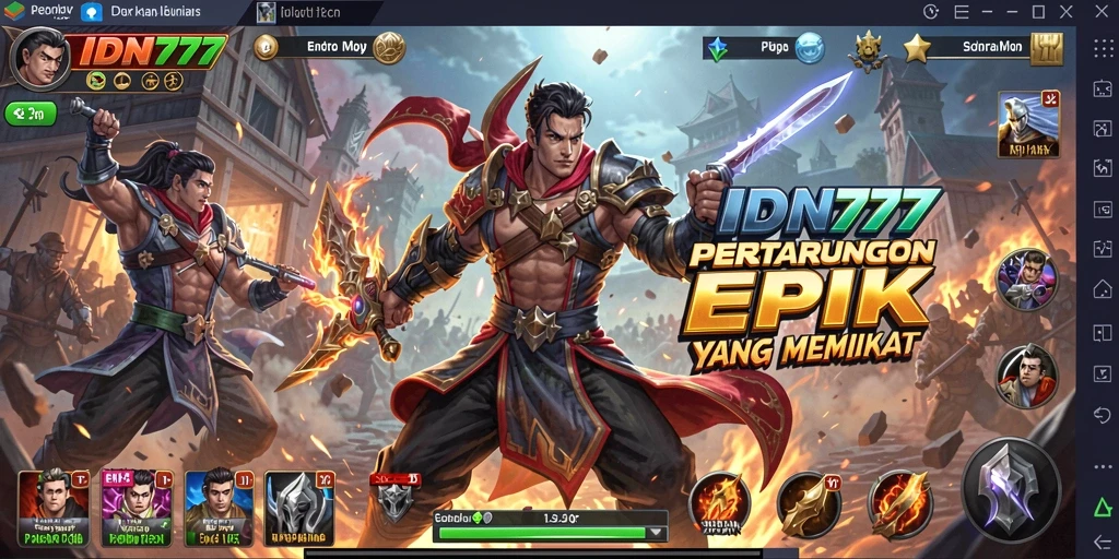 Tampilan gameplay menegangkan dari IDN777 dalam pertarungan antar karakter.