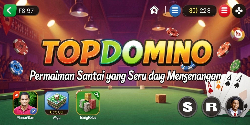 Screenshot gameplay <strong>TOPDOMINO</strong> yang menampilkan suasana permainan santai.